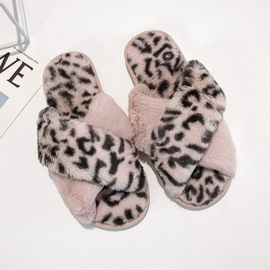 Orxior Fashion Winter non-slip Open-toe Furry Slippers